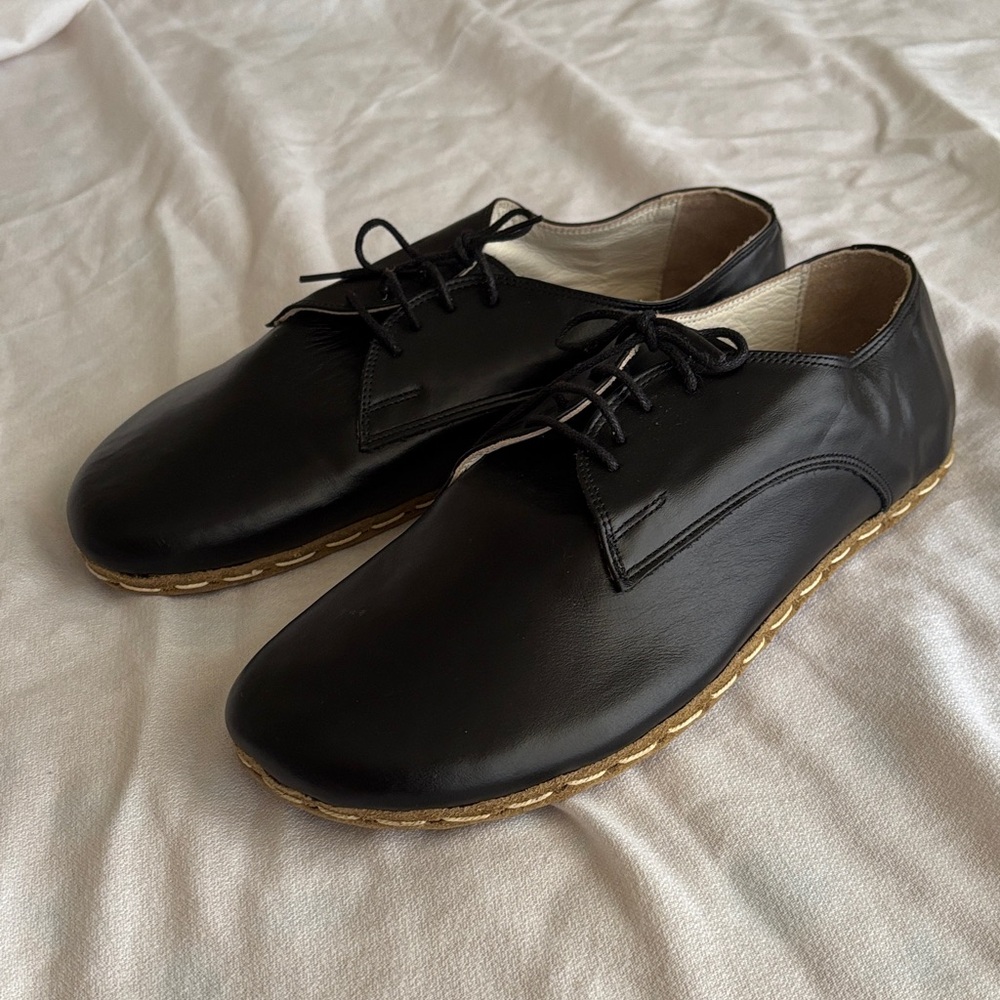 Mens earthing harmony barefoot lace up shoes black size 45